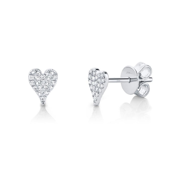 14K White Gold Diamond Cluster Heart Stud Earrings by Shy Creation Online Sale