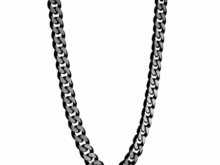 Stainless Steel Black Matte Curb Link Men s Chain Necklace For Sale