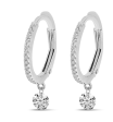 14K White Gold 0.39ctw Diamond Huggie Hoop Drop Earrings Supply