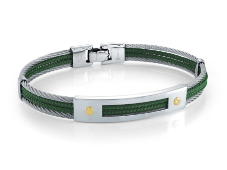 Stainless Steel Green Cord Men s Bracelet Online Sale