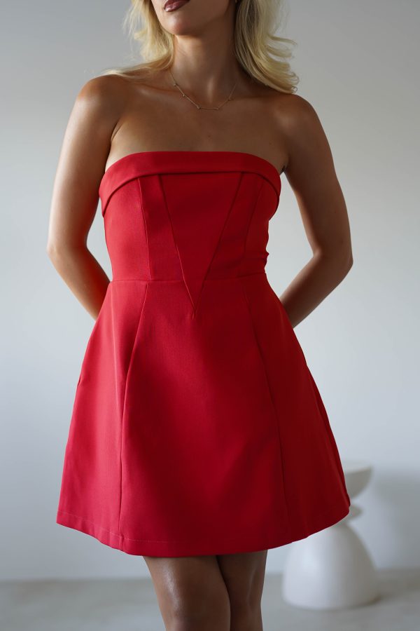 Angelica Strapless Structured Mini Dress | Red Sale