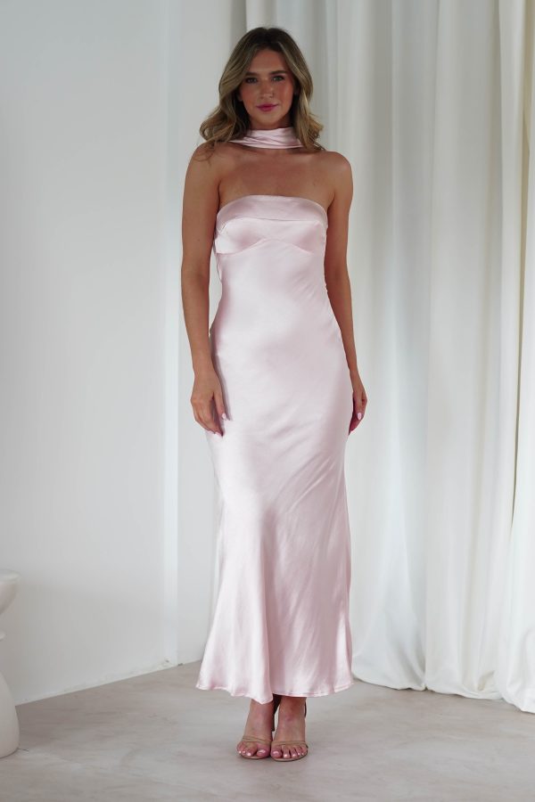 Alice Soft Satin Maxi Dress | Light Pink on Sale