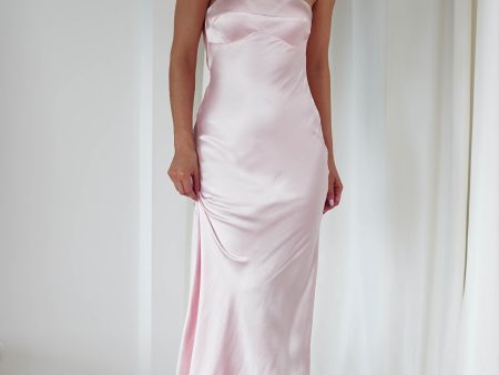 Alice Soft Satin Maxi Dress | Light Pink on Sale