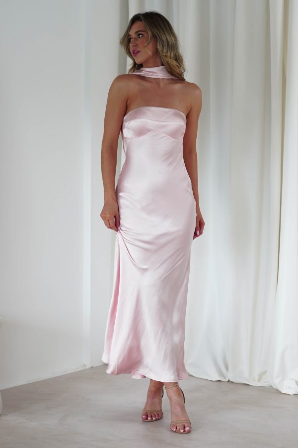 Alice Soft Satin Maxi Dress | Light Pink on Sale