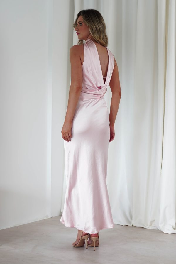 Alice Soft Satin Maxi Dress | Light Pink on Sale